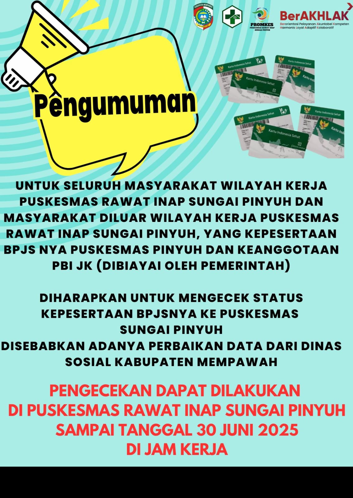 Pengumuman bagi Kepesertaan BPJS PBI